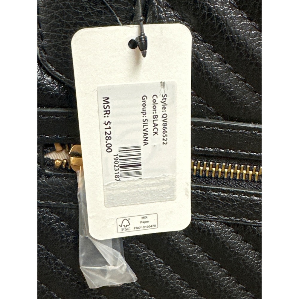NWT Guess Silvana Satchel Black Quilted Crossbody Tote Bag Gold Hardware - Picture 3 of 6